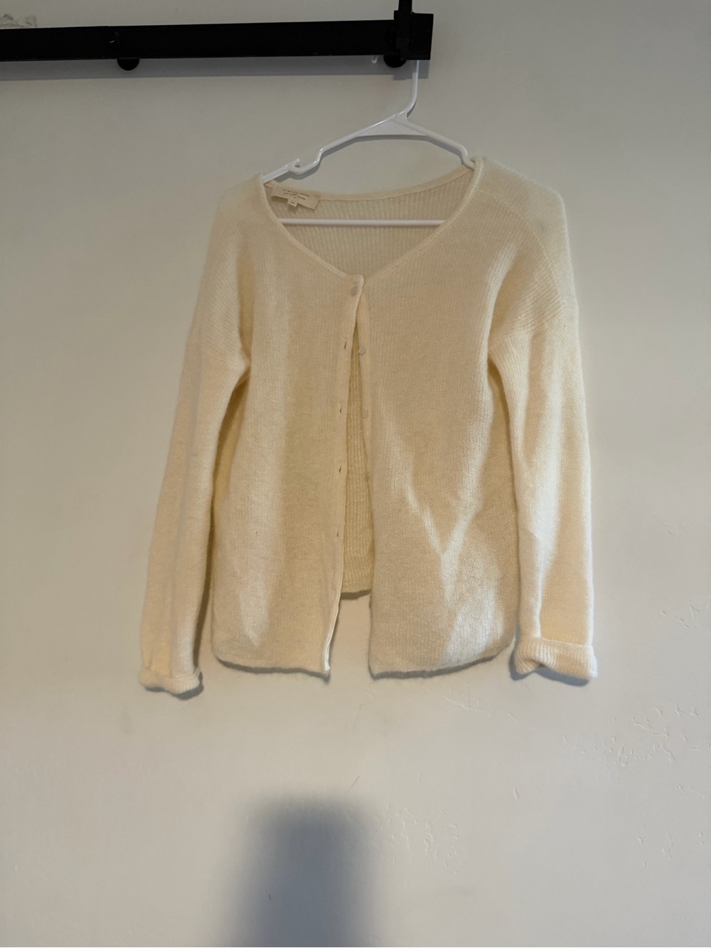La Maille Sezane Mohair Baby Alpaca Cardigan Sweater Ivory XS Luxurious